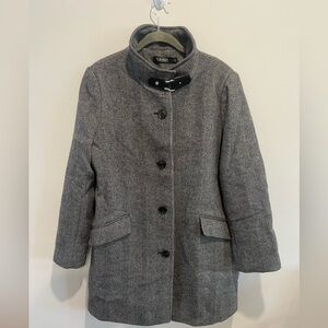 Ralph Lauren Wool-Blend Herringbone Coat – Size 14